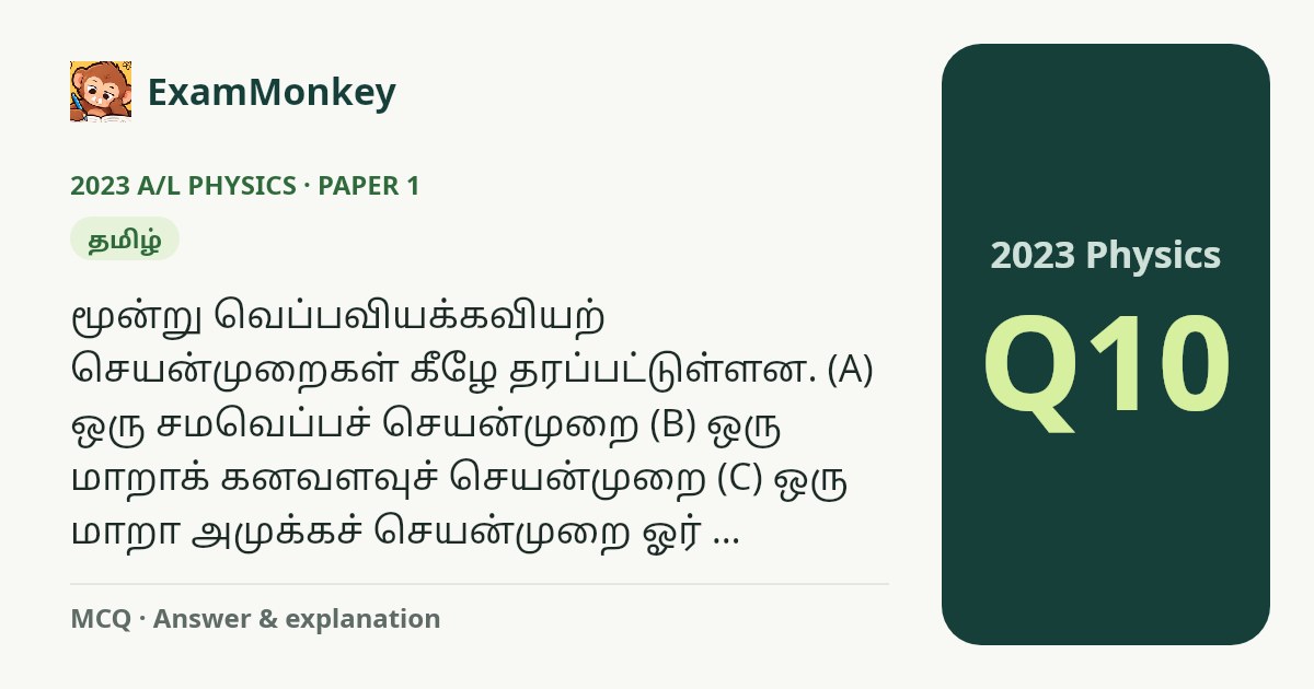 2023 A/L Physics Past Paper Q10 (Tamil): வழங்கிய வெப்பம் முழுவதும் ...
